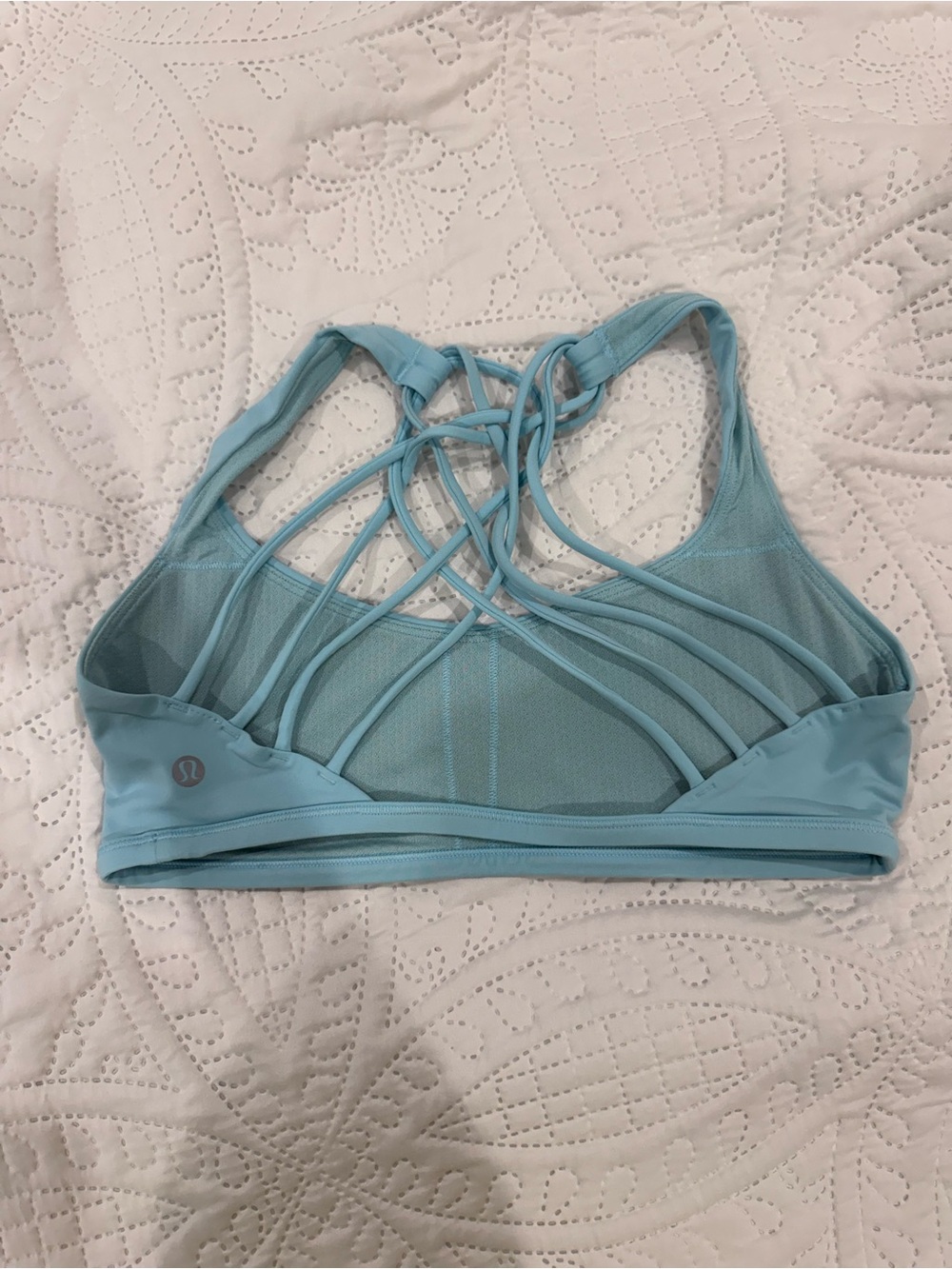lululemon athletica Sky Blue Strappy Mesh Sports Bra